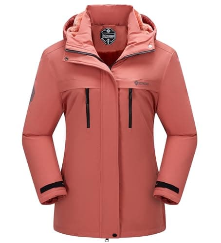 BOWOXO Women's Waterproof Ski Jacket-Windproof Winter Warm Coat with Fleece Lining for Cozy Comfort in Snowy Weather(Vermilion,S) - Image 1