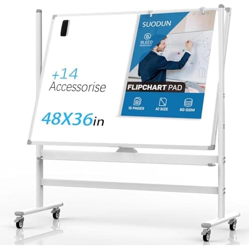 Rolling Whiteboard 48"x36" Magnetic Dry Erase Board with Stand, Double Sided Mobile Whiteboard on Wheels, Non-Foldable Large Portable White Board for Office, Classroom & Home - Image 1