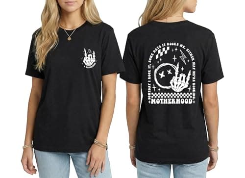 QIXYN Somebody's Feral Aunt Shirt for Women Funny Auntie Gifts Skeleton Graphic Tee Casual Feral Mom Cool Club Tops
