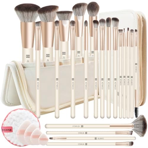HEYMKGO Makeup Brushes 22Pcs Makeup Brush Set Professional Premium Synthetic Foundation Contour Concealer Eyeshadow Make up Brushes with Case Makeup Remover Pads Makeup Puffs - Image 1