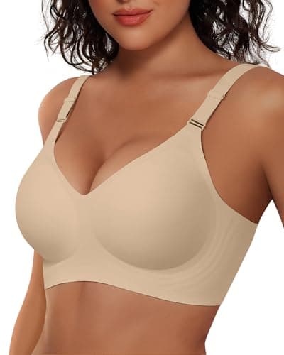 Vertvie Womens Wireless Jelly Bras No Underwire Push Up Seamless Bra Supportive Full Coverage Bralette Regular and Plus Size(Semolina,X-Large) - Image 1