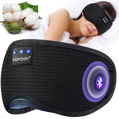 TOPOINT Sleep Mask Headphones Bluetooth Wireless 5.4, Breathable Cotton Eye Mask for Sleeping Side Sleepers Travel Music Headsets with Microphone Handsfree Men Women - Image 1