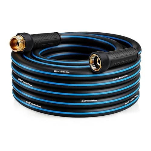 Heavy Duty 5/8 in x 25FT Non-Expandable Garden Hose, Lightweight Rubber Hybrid Water Hose, Kink Resistant Flexible & Durable, Leak-Free 3/4" Brass Male to Female Fittings for Lawn Patio - Image 1
