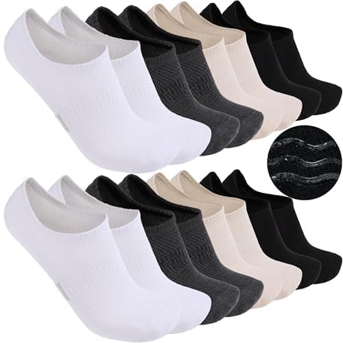 Sunew 8 Pairs No Show Socks for Womens Men Suitable for Matching with Sneakers, Canvas Shoes and Can Handle Various Scenarios Black White Dark Grey Beige Large - Image 1