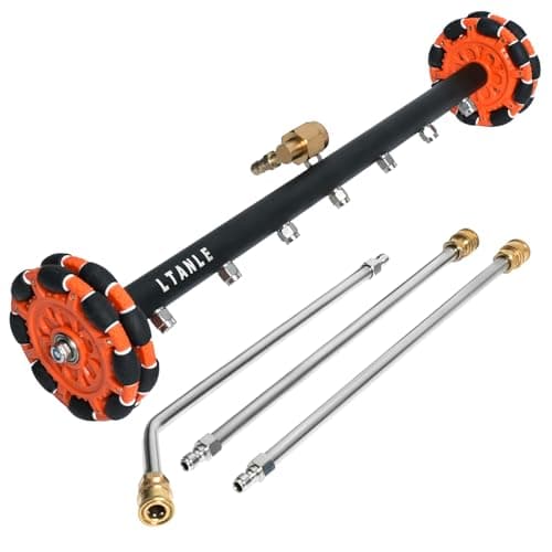 LTANLE 2-in-1 Can Move Horizontally Pressure Washer Undercarriage Cleaner Water Broom,23" Surface Cleaner Power Washer Attachment with 7 Nozzles 3 Extension Rods andSpare Wheel,4000 PSI - Image 1