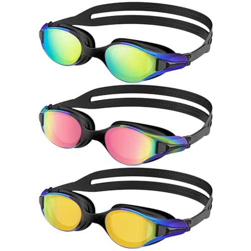 NSSIW Swim Goggles Adult Swimming-Goggles: Pool Goggles for Men and Women with Anti Fog UV400 Protection No Leak 3 Pack
