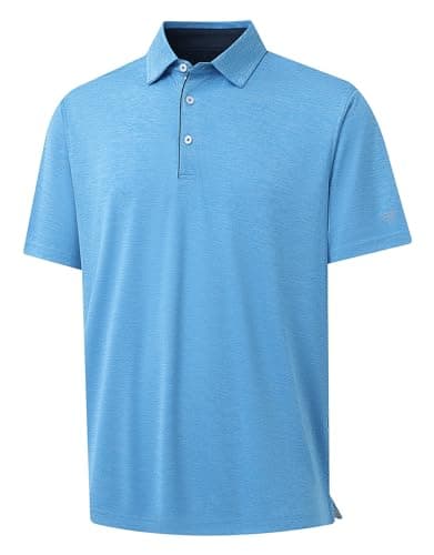 M MAELREG Golf Shirts for Men Dry Fit Athletic Sport Performance Moisture Wicking Mens Polo Shirts Short Sleeve Blue Heather - Image 1