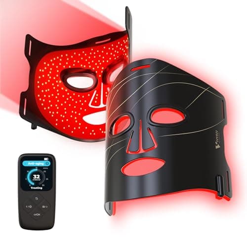 Red Light Therapy Mask for Face, 292 LEDs 15W Adjustable Time & Intensity, 830nm 633nm 590nm, Wireless Rechargeable LCD Controller, Ultra-Thin 1.8mm Flexible Silicone Design, Gen 1 | Black Line - Image 1