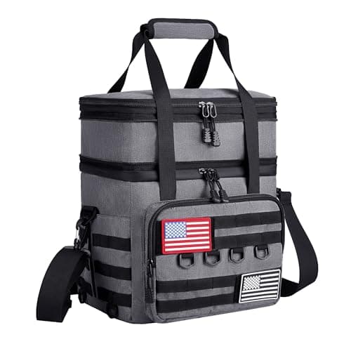 DOLOPL Lunch Box for Men, Tactical Insulated Expandable Lunch Box for Men/Women, 16L Large Leakproof Waterproof Women Lunch Bag With Adjustable Shoulder Strap for Outdoor, Picnic, Office, Grey