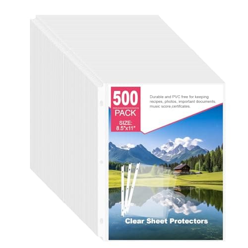 Sheet Protectors 500 Pack | Fits 8.5x11 Paper & 3-Ring Binders | Glare-Reducing Textured Surface with Reinforced Edges | Acid-Free Top-Loading for Home, School & Office