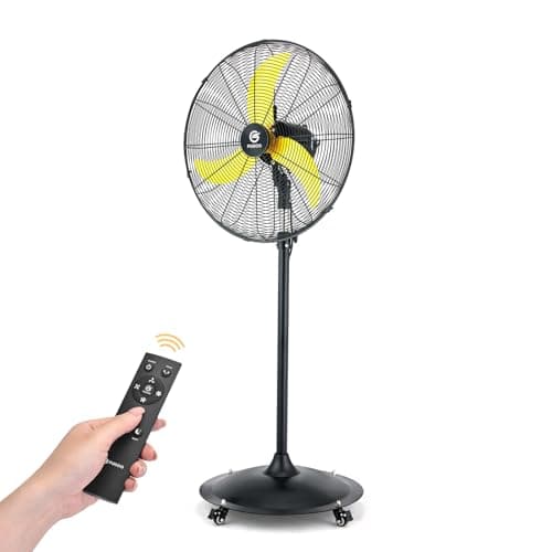 FUGOO 24'' Outdoor Oscillating Pedestal Fan With Remote Control,All Sealed BLDC Motor, 4-Speed Waterproof Outdoor Fan, Heavy Duty Industrial Floor Fans for House,Patios, Commercial, Garage, Warehouse