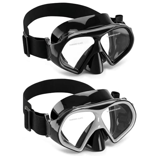 Aegend Swim Goggles with Nose Cover, 180° Panoramic Anti-Fog Tempered Glass, No-Leak Diving Mask for Adults Men Women 2 Pack - Image 1