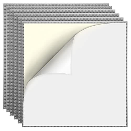 Lekebaby 6 Pack Peel and Stick Baseplates, 25.5 x 25.5 cm Classic Building Board Base Plates 100% Compatible with All Major Brands, Grey - Image 1