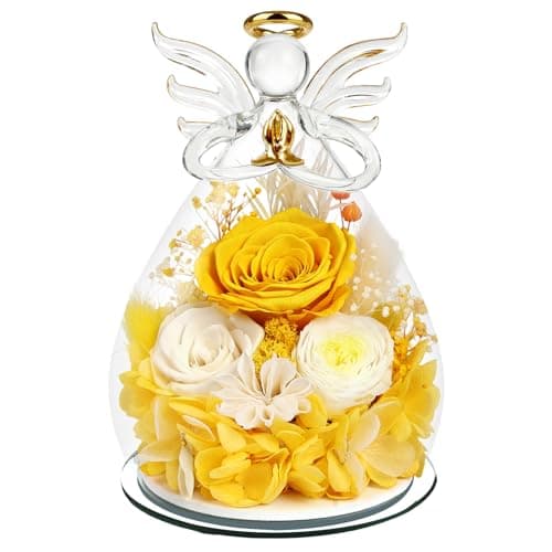 Gifts for Women Mom Preserved Rose Forever Flower Eternal Roses in Glass Angel Figurines Fresh Flowers for Delivery Prime Mothers Day Birthday Gift for Her Wife Grandma on Valentines Day Anniversary - Image 1