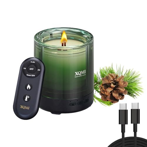 XQMI Scented Candle with Remote Ignite,Smart Scented Candle with Multiple Protection Functions,Highly Scented & Long Lasting(Burning 35H,North American Pine Needles) - Image 1
