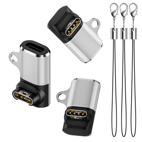 USB C Adapter Compatible with Garmin Watch 3Pack,Type C Cable Adapter Charging Cable Cord for Garmin Fenix 8 7 7S 6, Vivoactive 6 5 4S, Forerunner 55/165/970/570/945/265(Silver)