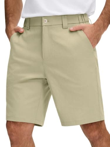 JEMLDL Men's Golf Dress Shorts 9" Lightweight Casual Shorts for Men with 4 Pockets Quick Dry Breathable Work Shorts Khaki Green 3X-Large - Image 1