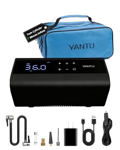 YANTU Cordless Tire Inflator with Dual-Cylinder & 8.3" Large Screen-Portable Air Compressor for Car Tires,12V Rechargeable 150psi,Tire Pressure Gauge,Electric Auto Shut Off for Truck/Bike/Pickup/Moto - Image 1
