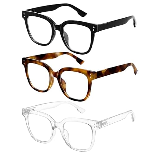 Nuanho Blue Light Glasses for Woman & Men - Fashion Oversized Blue Light Glasses for Better Sleep, Anti Fatigue & Eyestrain(A1 Light Black & Tortoiseshell & Transparent)