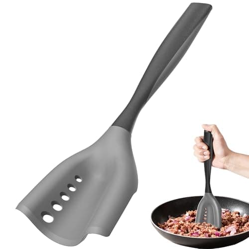 Mincing Spatula Meat Chopper, Hamburger Grinder, Premium Heat Resistant Smasher for Ground Beef, Potato Mix Tool, Meat & Poultry Tenderizers-Black - Image 1