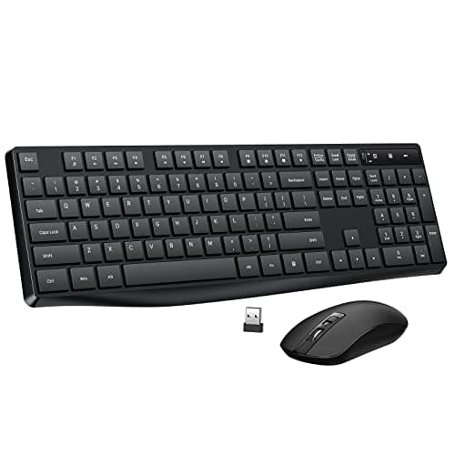 Wireless Keyboard and Mouse Combo, Lovaky 2.4G Full-Sized Ergonomic Keyboard Mouse, 3 DPI Adjustable Cordless USB Keyboard and Mouse, Quiet Click for Computer/Laptop/Windows/Mac (1 Pack, Black) - Image 1