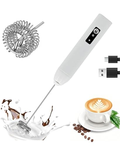 Milk Frother Handheld Rechargeable – Electric Matcha Whisk & Drink Mixer, Foam Maker for Latte, Cappuccino, Bulletproof Coffee, Portable Stainless Steel Frother for Home, Office & Travel. (White) - Image 1