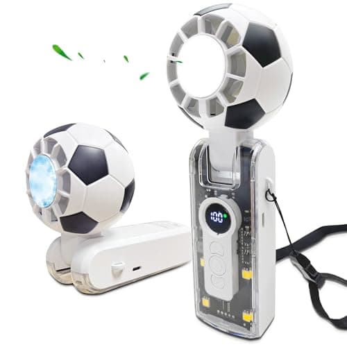 Portable Handheld Turbo Fan with Ice Cooling,rechargeable soccer fan,Powerful 5 Speeds LED 180°Foldable, Up to 10Hrs Small Pocket Hand Fan for Travel, outdoor activities,commuting and office use