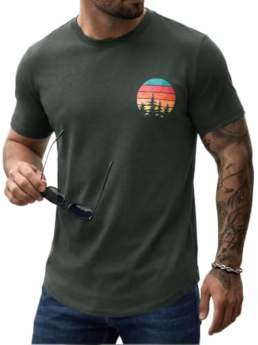 Comdecevis Mens Graphic Crewneck T-Shirts Casual Vintage Short Sleeve Shirts Summer Beach Tees for Hiking Outdoor, Dim Gray, M - Image 1