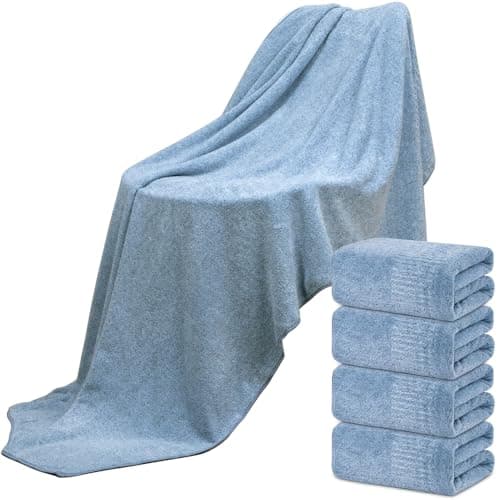 SEISSO 4 Pack Extra Large Bath Towels 63"x35", Bath Sheets for Sensitive Skin 70% Polyester 30% Viscose Fiber from Bamboo, Super Soft, Highly Absorbent & Quick Dry, Oversized Shower Towels - Image 1