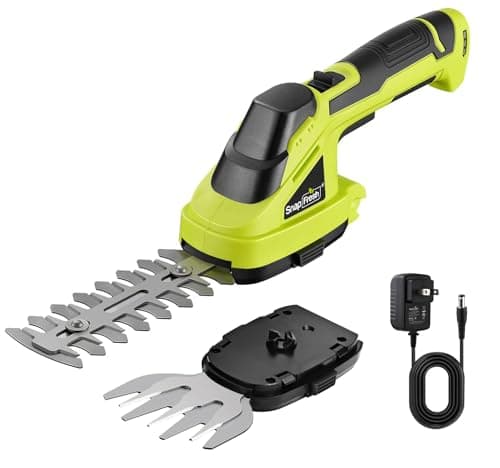 SnapFresh Cordless Grass Shear Bush Trimmer, 2 in 1 Handheld Hedge Trimmer, 7.2V Electric Grass Trimmers, Lightweight Shrubbery Trimmers Battery & Charger Included, Shrub Trimmer for Garden(Green) - Image 1