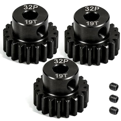 32P 19T RC Car Gear Set | 45# Steel Black Oxide | 5mm Bore +0.03mm | Precision Engineered Motor Pinion Gear Compatible with Traxxas/ARRMA/HPI/Kyosho (3-Pack with M4 Set Screws) - Image 1