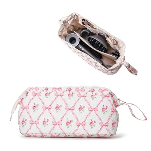 GISMTR Large Quilted Hair Tools Travel Bag for Hair Dryer Aesthetic Cute Dustproof Travel Organizer Flat Curling Iron Travel Organizer - Image 1