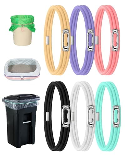 Vorshape Garbage Can Bands Lord Design Adjustable Large Trash Can Bands Fits 8-33 Gallon Trash Cans Multifunction Bands Litter Box Bands (Pink,Purple,Blue,Champagne Gold,Black,White) - Image 1