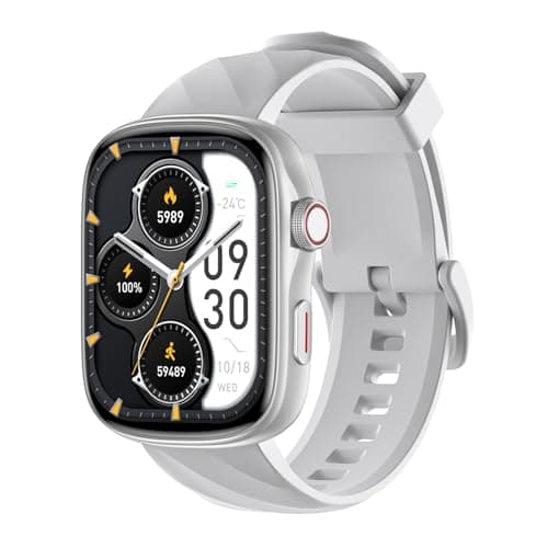 Asopal Smart Watch 45-Day Battery, Ultra HD 1.95" AMOLED – 3ATM Waterproof, Bluetooth Calling, 130+ Sports Modes, Heart Rate Blood Pressure Sleep Tracker for iPhone Android (Silver)