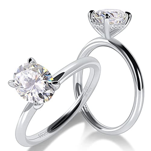 Ladylike 1 Carat Oval Cut Moissanite Engagement Ring for Women 925 Sterling Silver Solitaire Rings D Color Lab Created Diamond Promise Wedding Ring for Her Size 8.5 - Image 1