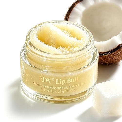 Coconut Sugar Lip Scrub – Gentle Exfoliating Polish with Coconut Oil, Shea Butter & Vitamin E – Buffs Away Tough Flakes for Ultra-Smooth, Soft Lips – Vegan, Cruelty-Free