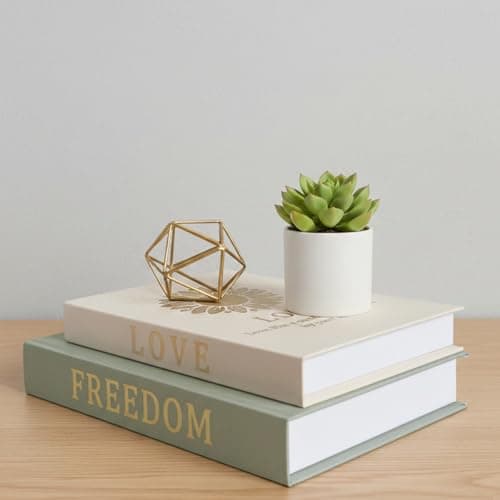 VEKALON Decorative Books for Home Decor - Set of 2 Linen Stacked Clean Modern Fake | Faux Books Storage Box for Living Room, Coffee Table, Bookshelf, Entryway Table(Sage Beige) - Image 1