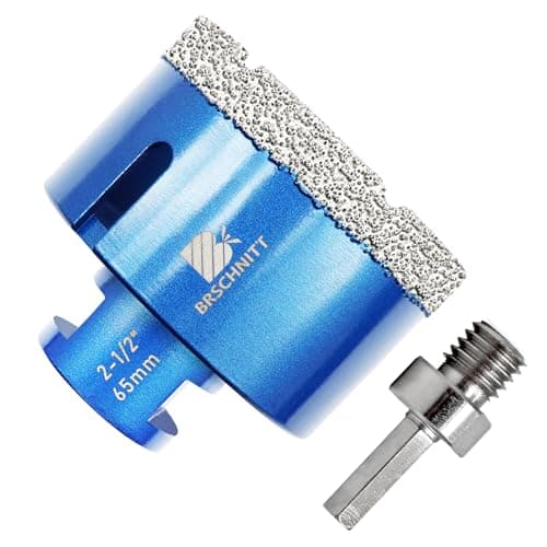 2-1/2 Inch Diamond Core Drill Bit for Porcelain Tile Ceramic Marble Granite Drilling,BRSCHNITT 1pc Vacuum Brazed Diamond Hole Saw with 5/8-11 Thread (65mm)&Adapter - Image 1