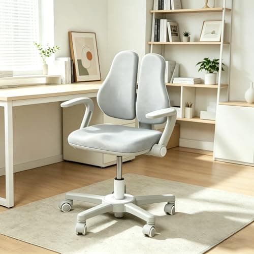 Ergonomic Kids Desk Chair with Adaptive Lumbar Support, Flip-Up Armrests & Adjustable Height — Breathable Study Chair for Ages 3-12, Ideal for Home Bedroom or Reading Nook - Image 1