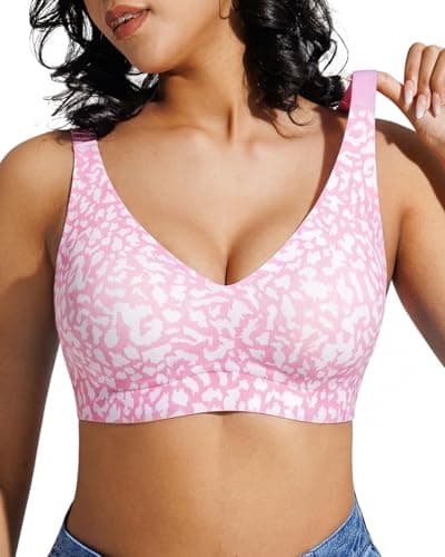 Popilush Womens Wireless Bra Seamless No Underwire Push Up Plunge Deep V Bralette with Adjustable Straps Everyday Comfortable T-Shirt Bra - Image 1