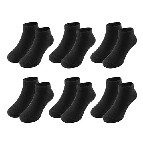 Fiveluck 6 Pack Girls Toddler Ankle Socks, Cotton Soft Low Cut Socks for Kids, Daily School Casual Wear, Black, 3-5T - Image 1