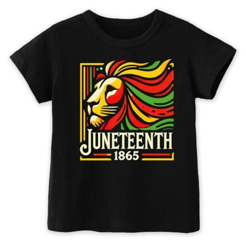hrcfbk Toddler Baby Boys Girls Juneteenth T-Shirt Short Sleeve Black History Freedom Day Kids Shirt(Black Lion,4-5T - Image 1