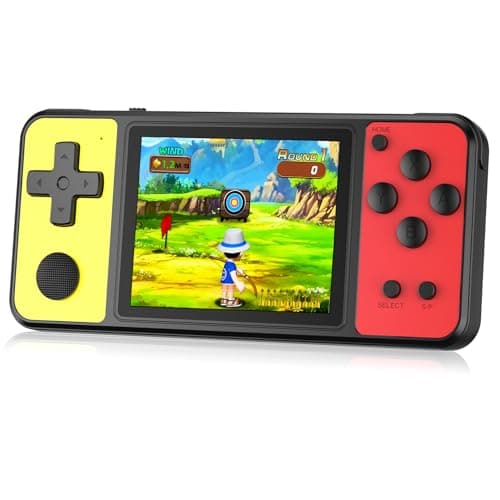 KAVOYI 32 Bit Handheld Games for Kids Built-in 139 Retro Video Games,3.0" IPS Screen Rechargeable Portable Arcade Gaming Player,Electronic Travel Toys for Boys Girls Birthday Yellow-Red - Image 1