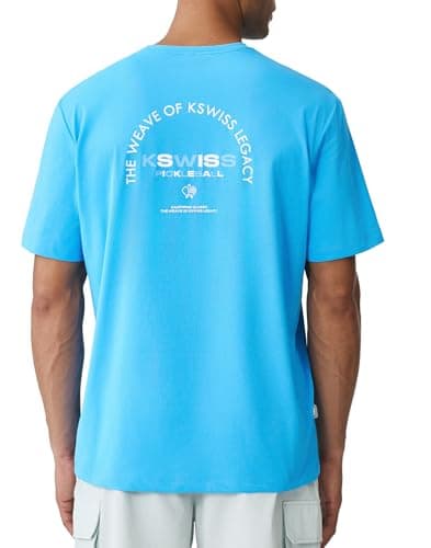 K-Swiss Men's Pickleball Graphic T-Shirt - DryAero Quick Dry Moisture Wicking Soft Stretch Athletic Casual Tee Blue M - Image 1