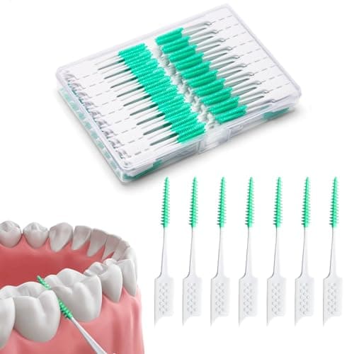 ACSKD 200 Pieces Interdental Brushes,Braces Brush with Silicone Head,Dental Tooth Flossing Toothpick Cleaners Tooth Tool (200PCS Green)