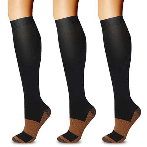 20-30mmHg Graduated Compression Socks for Men & Women â 3 Pairs, Calf Length, Medical Grade Circulation Support for Running, Travel, Nurse, Pregnancy â S/M (Fits Calf 9-15") - Image 1
