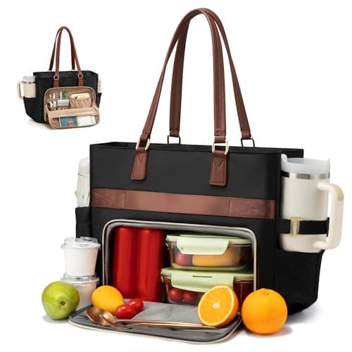 LOVEVOOK Insulated Lunch Bag Women, Work Bag with 15.6 Inch Laptop Compartment & Cup Holder, Large Leakproof Cooler Adult Lunch Box for Teacher, Nurse, Office, Travel, Picnic, College, Daily - Image 1