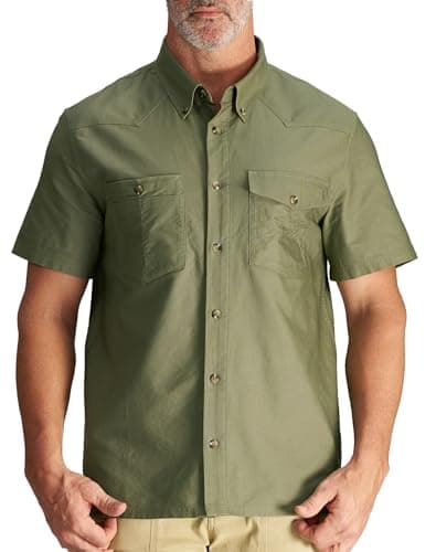 CHRONOLINE Men’s Short Sleeve Oxford Button Down Shirt – 100% Cotton Casual Utility Shirt with Flap Pockets - Image 1