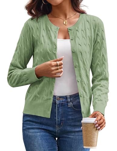 GRACE KARIN Sage Green Cardigan Sweaters for Women Lightweight, Cardigans for Women Trendy, 2026 Spring Sweater Tops L - Image 1