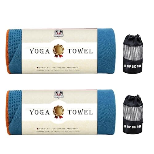 HAPBEAR 2 Pack Hot Yoga Towel - Non Slip Yoga Mat Towel with Grip Dot, Super-Absorbent, Soft Microfiber Towel for Hot Yoga, Pilates and Fitness - Image 1
